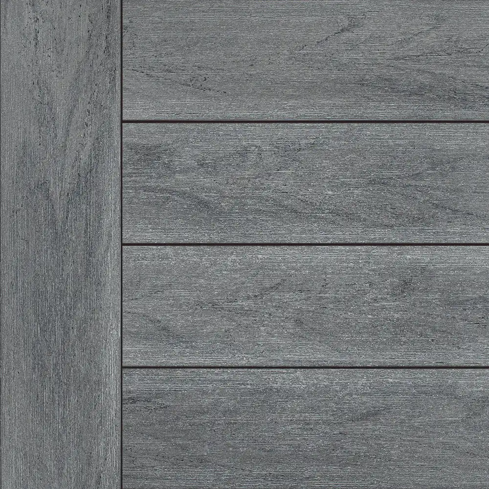 TruNorth Enviroboard and Accuspan Amazon Grey composite decking colour swatch cool grey wood look