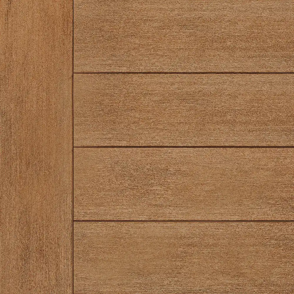 TruNorth composite decking swatch in Brulee colour with warm brown woodgrain texture and low-maintenance finish