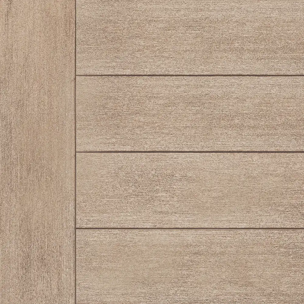 TruNorth composite decking swatch in Sand colour with light beige woodgrain texture and low-maintenance finish