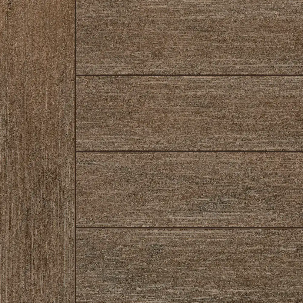TruNorth composite decking swatch in Tropical Walnut colour with warm brown woodgrain texture and low-maintenance finish