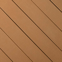 A close up view of TruNorth Decking boards in the colour Brulee