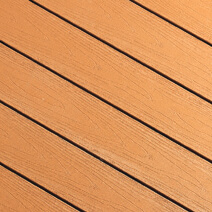 A close up view of TruNorth Decking boards in the colour Caramel