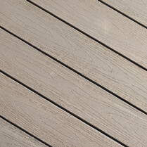 A close up view of TruNorth Decking boards in the colour Stone Gray