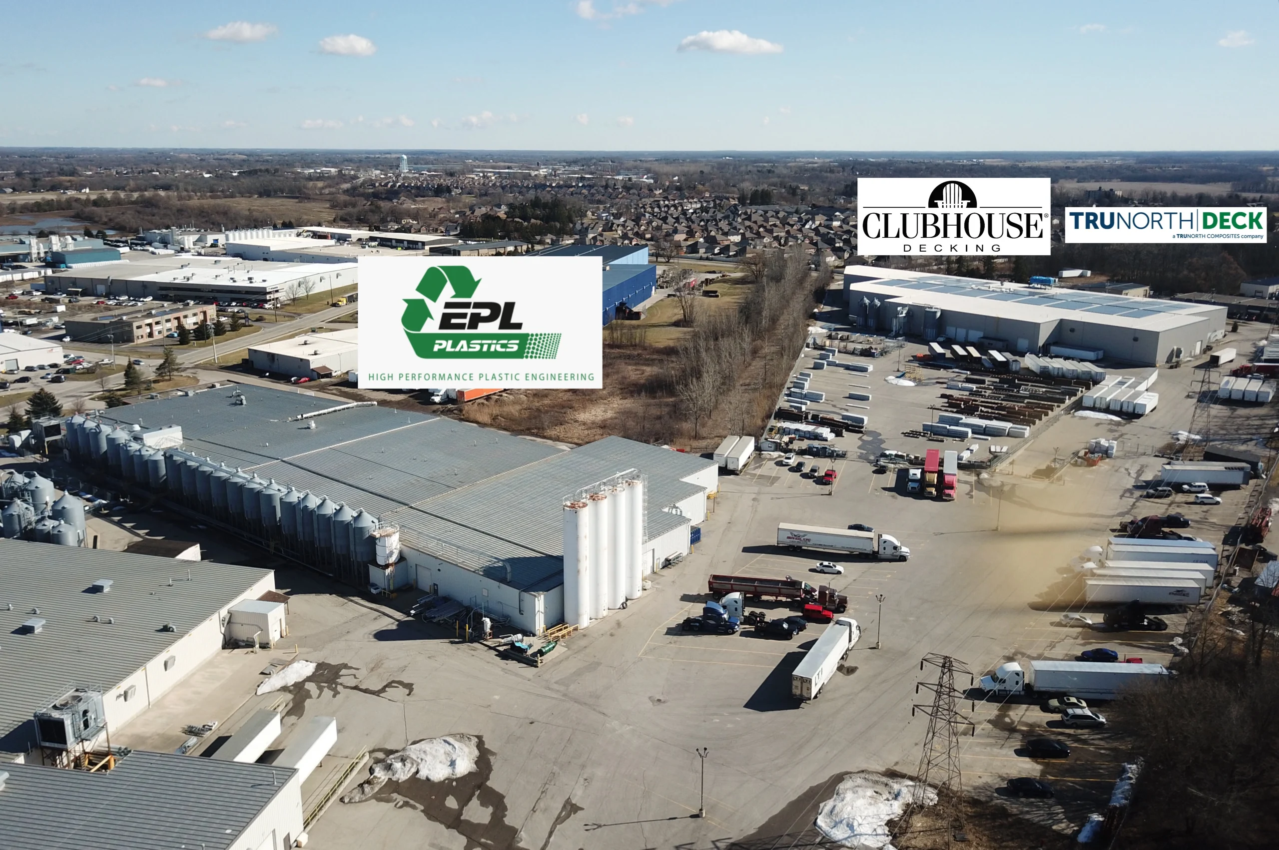 TruNorth Composites manufacturing facility and distribution yard aerial view Canada