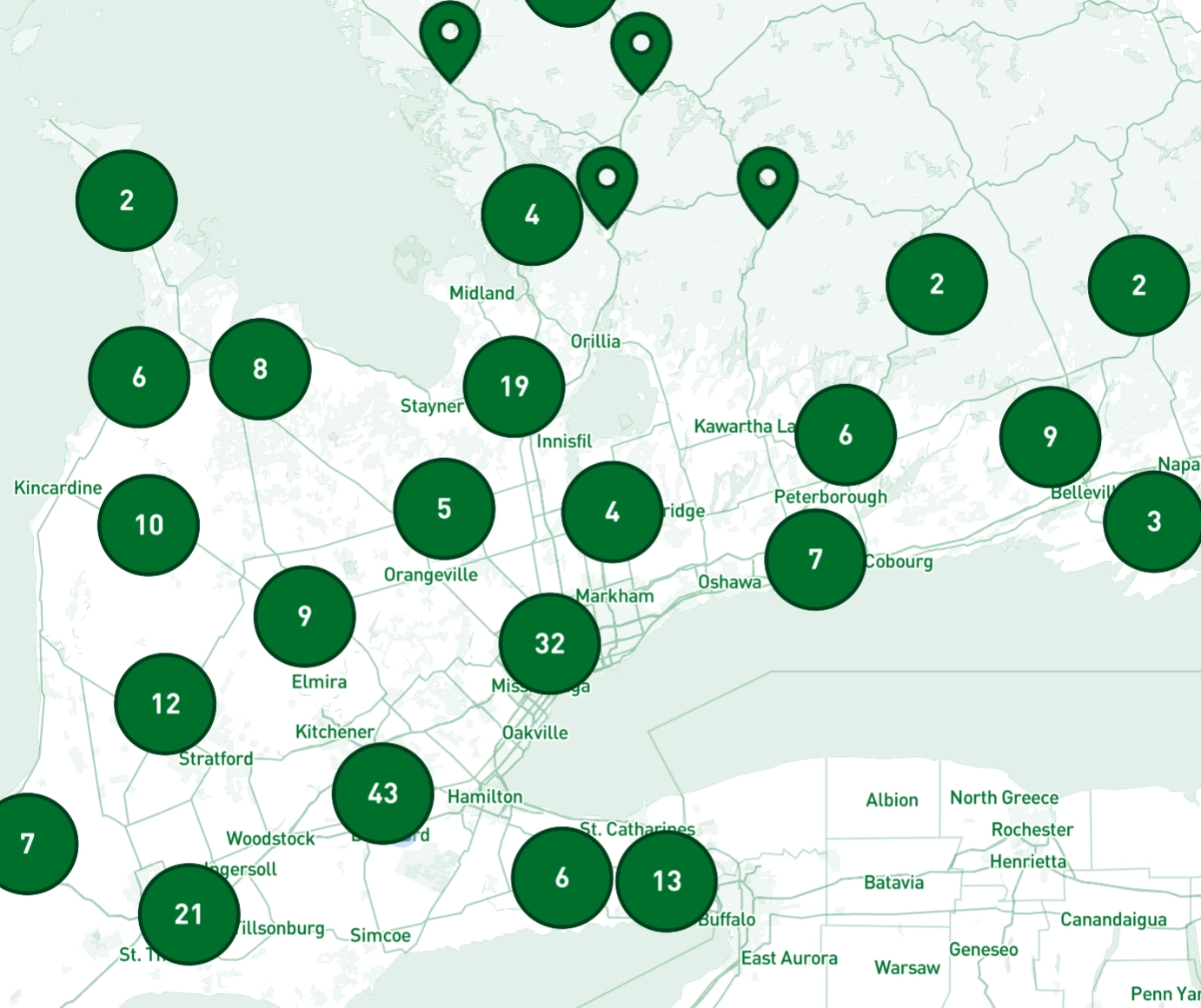 TruNorth decking dealer locations map across Canada and North America