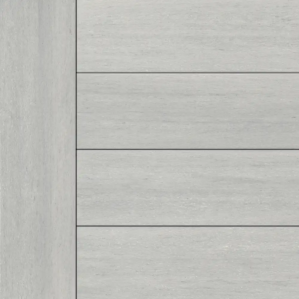 TruNorth Clubhouse Aurora Glacier composite decking colour swatch featuring a light grey premium decking finish.