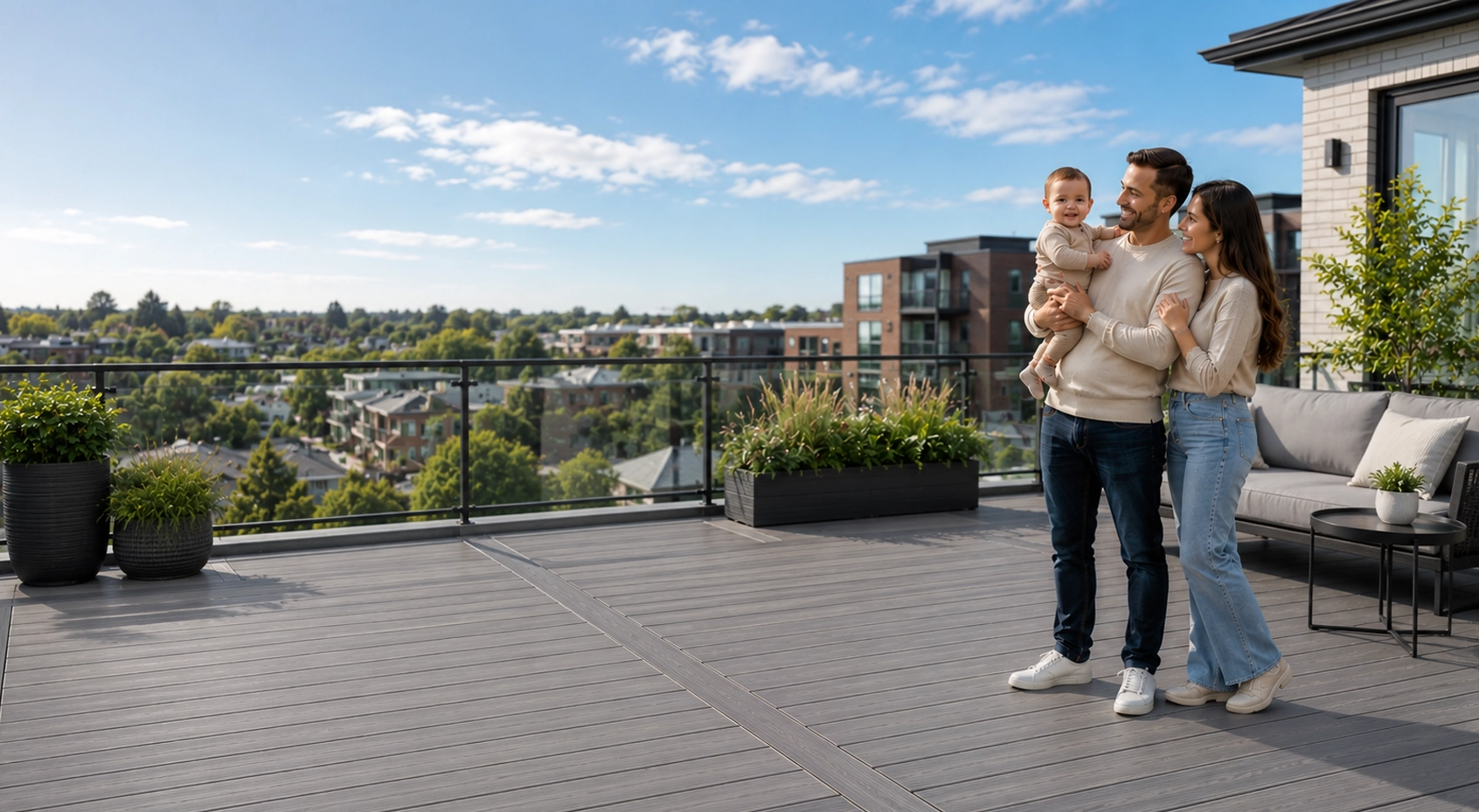 TruNorth composite decking outdoor space highlighting industry-leading decking warranty and customer support services.
